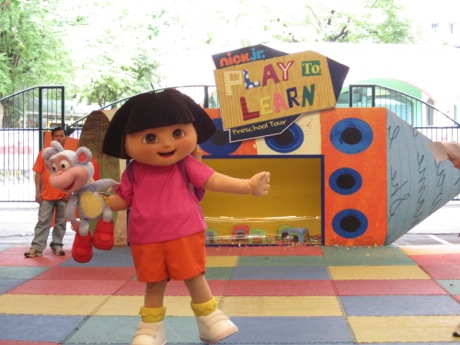 Preschoolers cheered as Dora the Explorer, her lovable best friend Boots, Map and Backpack came out to play.